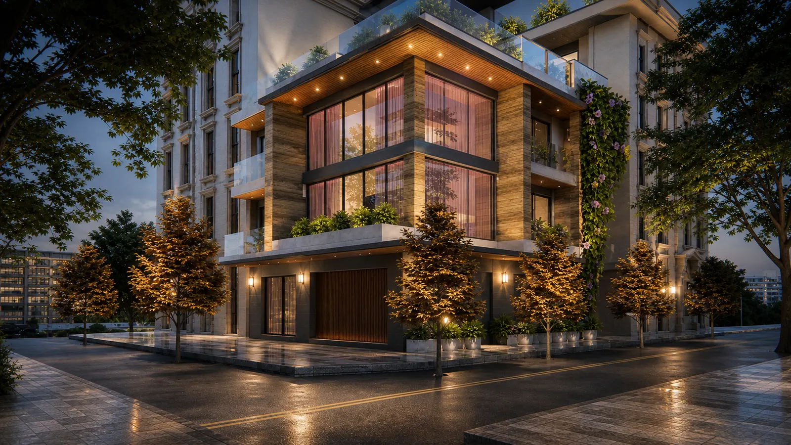 مبنى سكنى حديث تصميم تخيلى — لقطة 3